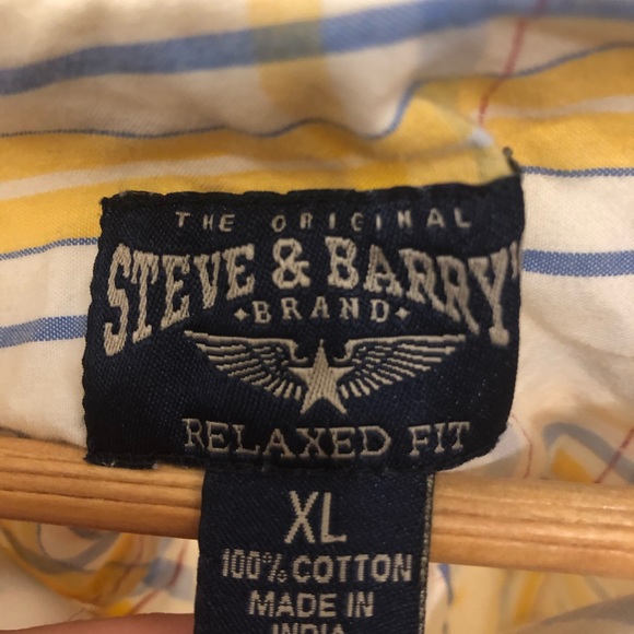 💜 Vintage Steve and Barrys Pattern men shrt Sz M - Picture 3 of 4